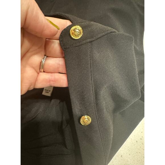 Susan Graver Blouse Liquid Knit Asymmetrical 3/4 Button up Black XL Stretch Flow - Picture 7 of 12